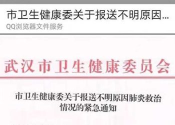 武漢發生不明原因肺炎 官方處理「散佈謠言者」