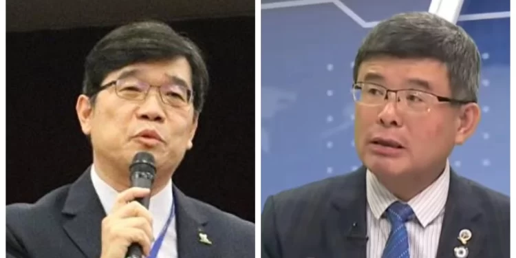 资深政经评论家吴嘉隆（右），淡江大学外交系系主任郑钦模（左）。（图片来源：大纪元、脸书和成图）
