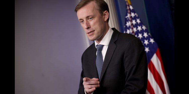 美國總統國家安全顧問沙利文（Jake Sullivan）在國會山發言。（圖片：Chip Somodevilla/GettyImages）