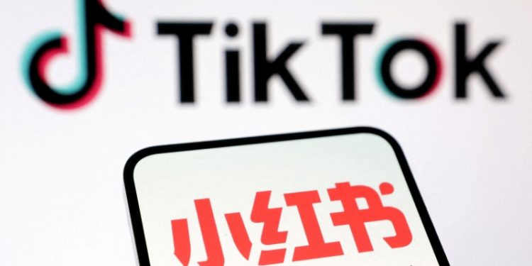 Tiktok與小紅書標誌。（REUTERS）