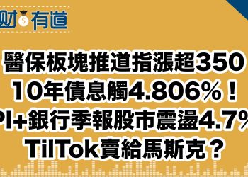 醫保板塊推道指漲超350/10年債息觸4.806%！/CPI+銀行季報股市震盪4.7%？/TilTok賣給馬斯克？