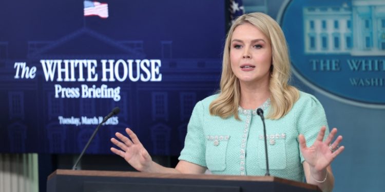 白宮新聞秘書卡羅琳·萊維特 (Karoline Leavitt)。（REUTERS）