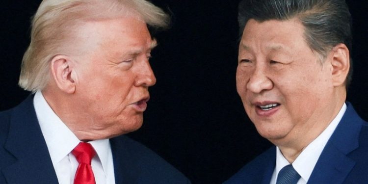 美國總統川普與中共國家主席習近平舉行會晤。（REUTERS）