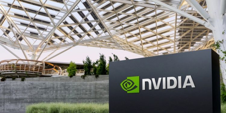Nvidia大樓標誌。（REUTERS）