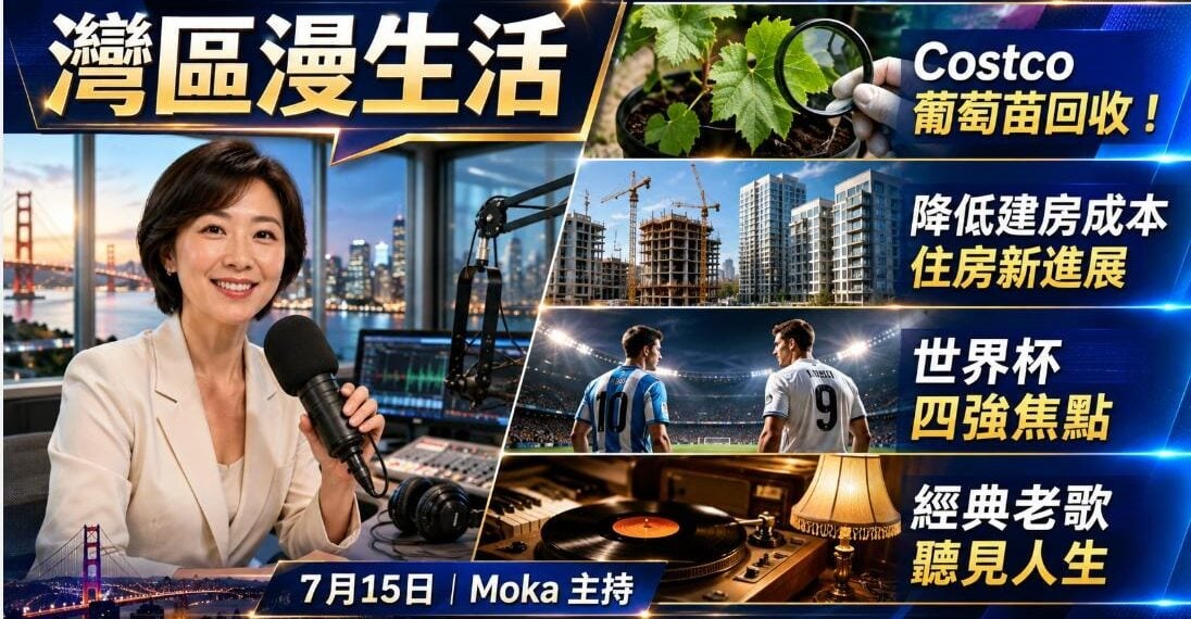 《灣區漫生活》7月15日｜Costco葡萄苗緊急回收！加州蓋房成本大降、FBI包裹詐騙盯上老人；梅西最後一舞對決英格蘭，老歌為何越聽越想哭？