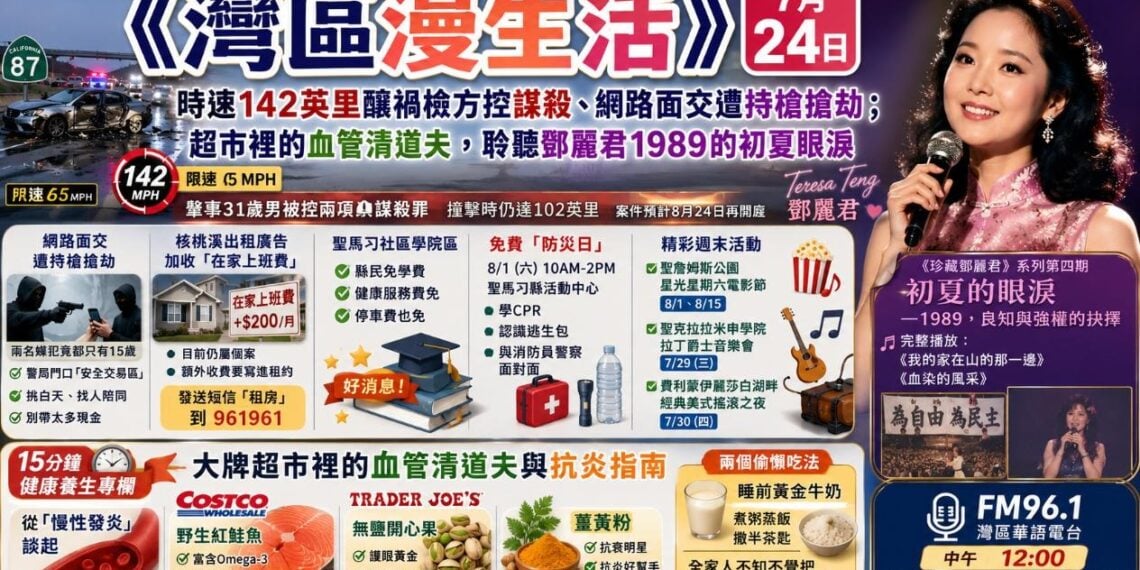 《灣區漫生活》7月23日｜跨國緝兇九年終落網、週末BART停運；一顆檸檬照顧全家，聆聽鄧麗君的異國風骨