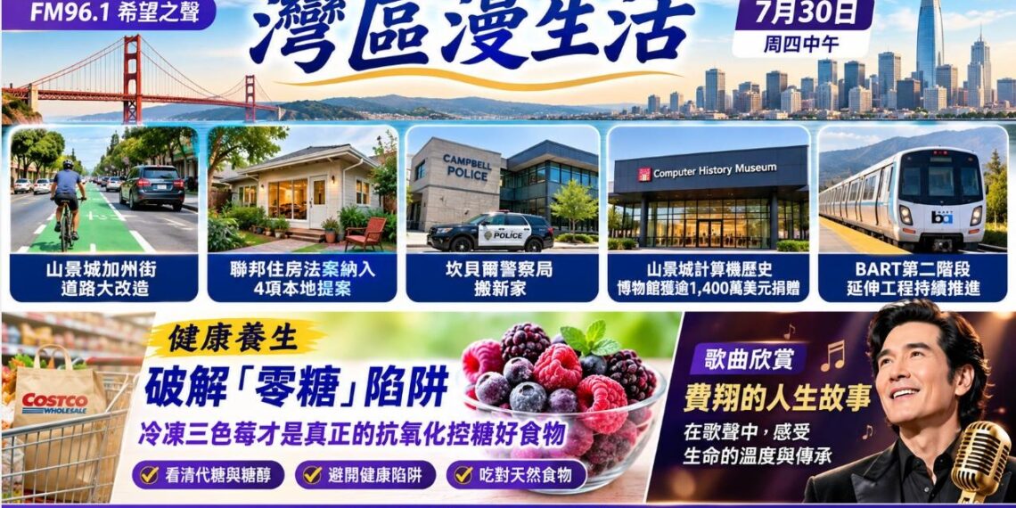 《灣區漫生活》7月30日｜山景城道路大改造、後院房政策迎利多、破解「零糖」陷阱，走進費翔的人生故事